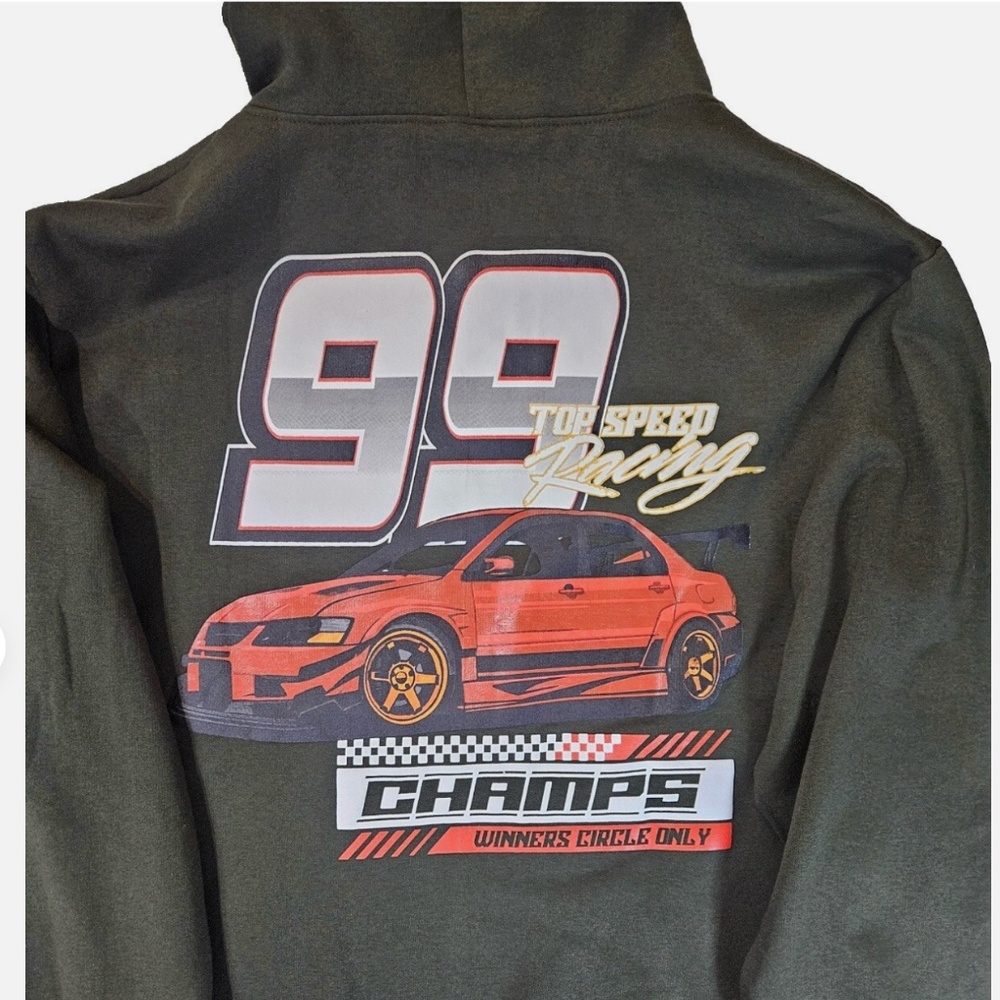 Top‎ Speed Racing RGSTR Hoodie Mens XL Black 99 Car Graphic Fleece